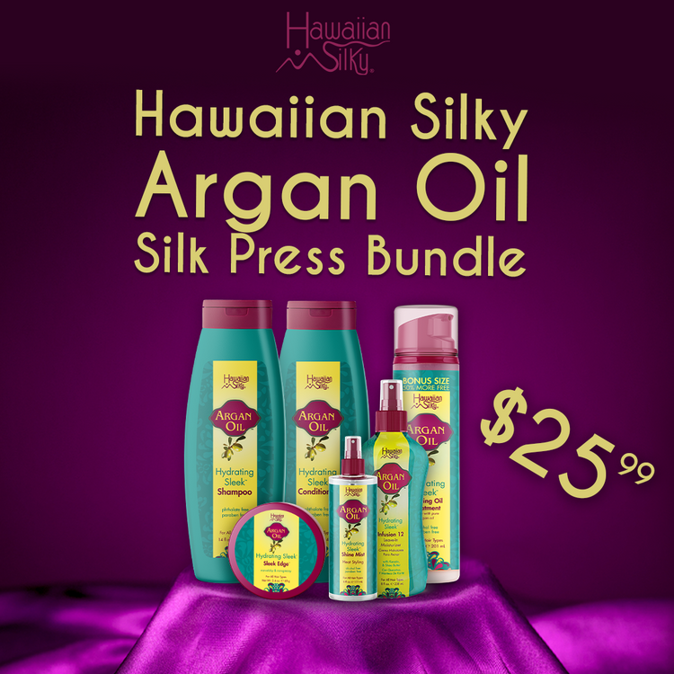 Hawaiian Silky Argan Oil Silk Press Bundle for Sleek Hair